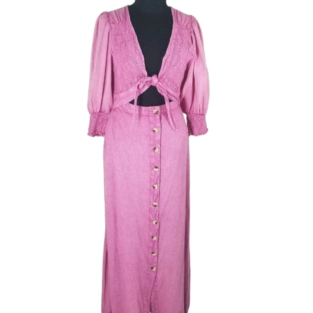 Free People Mauve Maxi Dress with Tie-Front - Picture 13 of 16